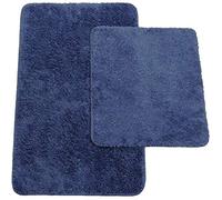 Brandsseller Set di 2 Tappetini da Bagno Alfombrilla de Baño ca. 50 x 80 cm Alfombrilla de WC ca. 45 x 50 cm antiscivolo lavabile - Blu