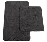 Brandsseller Set di 2 Tappetini da Bagno Alfombrilla de Baño ca. 50 x 80 cm Alfombrilla de WC ca. 45 x 50 cm antiscivolo lavabile - Nero