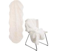 Brandsseller Tappeto in finta pelle di agnello 60x180 cm XXL - Morbido a pelo lungo in fibra sintetica - Lavabile - Per pavimenti, divani, poltrone, letti - Interni ed esterni - Crema