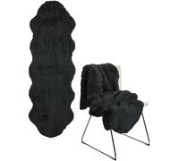 Brandsseller Tappeto in finta pelle di agnello 60x180 cm XXL - Morbido a pelo lungo in fibra sintetica - Lavabile - Per pavimenti, divani, poltrone, letti - Interni ed esterni - Antracite