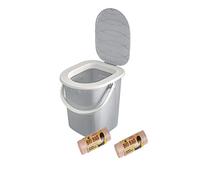 BranQ - Home essential BranQ, toilette da campeggio portatile da 22 l, con 40 sacchetti per WC biologici, in plastica, portata massima fino a 120 kg, grigio chiaro, 22 l, NA