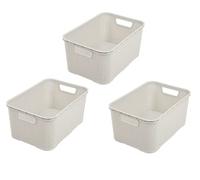 BranQ Home Essential - Cestino in plastica con design rattan, misura M, 10 l, PP, colore: panna