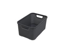 BranQ Home Essential - Cestino multifunzione universale, in rattan sintetico, misura S 7L, in plastica PP senza BPA, 28,5 x 19,5 x 12,9 cm, colore: antracite