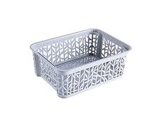 BranQ Home Essential - Cesto portaoggetti universale, multifunzione, in bambù, senza BPA, in plastica, misura S, 2,5 l, 1 pezzo, colore: Grigio chiaro