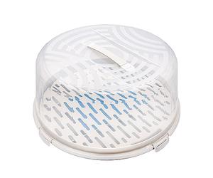 BranQ Home essential Contenitore rotondo per torta con copertura alta, pratica maniglia e inserto refrigerante, plastica (PP) senza BPA, crema/trasparente, 334 x 156 mm