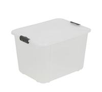 Branq Home Essential, grande scatola portaoggetti resistente da 30 litri, con coperchio bloccato a clip, in plastica senza BPA, impilabile, ideale per garage e casa, 44,7 x 34 x 29,3 cm (lunghezza x
