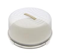 BranQ - Home essential Joy - Contenitore rotondo per torte con copertura elevata e pratica maniglia, in plastica (PP), senza BPA, colore: salvia/trasparente, 334 x 156 mm