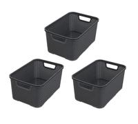 BranQ Home essential Set di 3 cestini in Rattan, Misura M, 10 l, plastica PP, Antracite