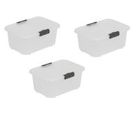 BranQ - Home essential Set di 3 contenitori universali con coperchio Velur, dimensioni 3,6 l, plastica PP senza BPA, trasparente