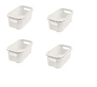 BranQ Home - Set di 4 cestini essenziali in plastica con design rattan, misura XS, 1 l, senza BPA, in polipropilene, colore: Crema