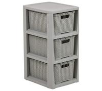 BranQ Portaoggetti Scaffale in rattan Con 3 cestini Colore grigio 3x7l