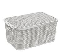 Branq Scatola portaoggetti in rattan con coperchio, 10 l, colore: grigio