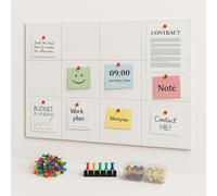 Braozaiw Bacheca autoadesiva in feltro, set da 12 pezzi, 30 x 30 cm, decorazione per ufficio, adatta per pareti, adatta per uffici, case, scuole (bianco)