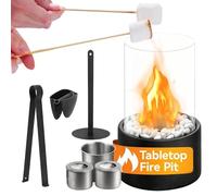 Brasero Décoratif Fer - Petit Foyer De Table - Cheminée Décorative En Fer 27x16 Cm | Poêle Au Bioéthanol Sécurisé Avec Pierres Blanches, Brasero Portable Pour Salon, Balcon Et Chambre