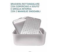 BRASIERA IN Alluminio cm 80X50X20H Con Coperchio Souté E Griglia Pentole Agnelli