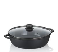 brasiera kela 32 cm bordo alto ATURA, padella per induzione con coperchio 5 L, alluminio fuso rivestito in ceramica, padella per paella, senza PFAS