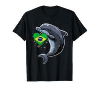 Brasile Bandiera Delfino Brasile Radici Brasile Bandiera Cuore Maglietta