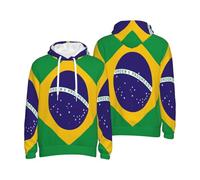 Brasile Bandiera Felpa con Cappuccio Brasile Manica Lunga Felpa con Cappuccio da Uomo Pullover per Uso Quotidiano attività Ricreative all’Aperto Picnic Multicolore