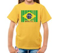 Brasile Codice a Barre Stile Bandiera - T-Shirt - Brasiliano Paese