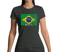 Brasile Codice a Barre Stile Bandiera - T-Shirt - Brasiliano Paese Del