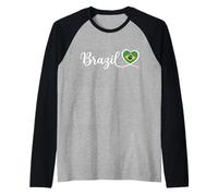Brasile, corsivo, Scrittura, con, Bandiera Nazionale, Cuore Maglia con Maniche Raglan