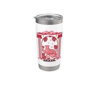 Brasile, Fun Tropical Jaguar, Retro Rainforest e Jungle Cat Bicchiere termico in acciaio inox doppia parete