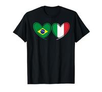 Brasile Italia Cuore Bandiera Brasiliano Italiano Patriottico Maglietta