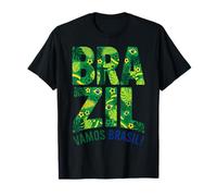 Brasile Tropical Soccer Pattern Vamos Brasil! Maglietta