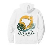 Brasile Tropicale Paese Mappa Sud America Felpa con Cappuccio