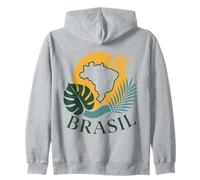 Brasile Tropicale Paese Mappa Sud America Felpa con Cappuccio