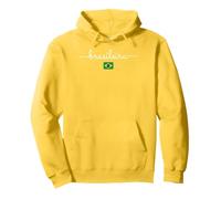 Brasileira Script Tipografia con Bandiera del Brasile Felpa con Cappuccio