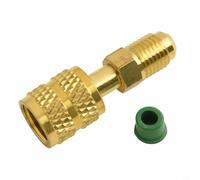 Brass Adapter Female 5/16 to M1/4 per sae for per r32 R410a AC | Solid brass construction, , safe high pressure per access, prevents refrigerant loss, easy install
