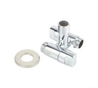 Brass Angle Valve 1 Inlet 2 Outlet Auto Shut-off(Silver) | Solid brass body, auto shut-off safety, dual outlet design, prevents flooding, indoor outdoor use