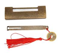 Brass Antique Padlock Spacing 5.9cm Exquisite Rustproof Chinese Old Style Fish Horizontal Padlock for Jewelry Boxes (Antique Bronze)