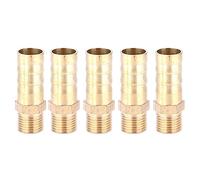 Brass Barb Fitting Connector 5 - Piece Set | G1 / 8 Male Thread Pipe Joint for Pneumatic Water Oil Lines | 6mm 8mm 10mm Sizes, High Pressure & Temperature Tolerant (10mm)