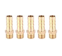 Brass Barb Fitting Connector 5 - Piece Set | G1 / 8 Male Thread Pipe Joint for Pneumatic Water Oil Lines | 6mm 8mm 10mm Sizes, High Pressure & Temperature Tolerant (8mm)