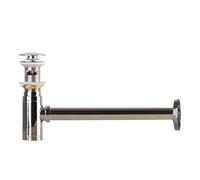 Brass Bathroom Sink Stopper P-Trap Complete Set Bottle Trap Drain Kit and Pop Up With Overflow(Silver)