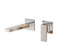 Brass Black Wall Mounted Bathroom Faucet With Single Handle Ceramic Valve Core For Hot And Cold Water, 2-hole Basin Mixer(Gun Grey B)