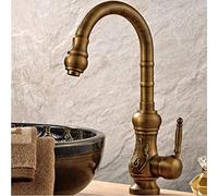 Brass European Retro Kitchen Faucet Antiquebrass Kitchen Faucet Single Handle Mixer Crane The Faucet Of Kitchen,Ottone Antico