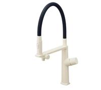 Brass Gun Grey Pull Out 2-Function Kitchen Faucet Single Handle Cold And Hot Water Pure Water Design Sink Tap(Milk White,G3/8)