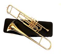Brass-India Trombone tenore in ottone a 3 valvole per trombette crossover con custodia rigida di design