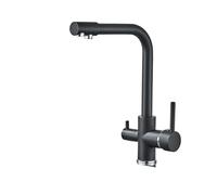 Brass Kitchen Faucet - 1PCS Double Handle Drinking Water Sink Mixer - Hot & Cold Water Deck Mount - Stylish Black Finish for Purified Water