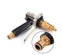 Brass Metal High Pressure Water Gun Sprayer Hose Nozzle Powerful Car Wash Cleaning Tool with Adjustable Jet for Vehicle and Garden Copper Material 15cm Length