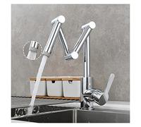Brass Pot Filler Faucet Deck a tre sezioni Pieghevole Pieghevole Pieghevole Rubinetto da cucina Triple Joint Swing Braccio for caldo e freddo(2 Function Chrome)