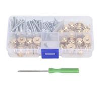 Brass Screw Set, Round Head Rivets with Assorted Industrial Screws Washers, Luggage Handbag Belt Craft Fasteners, Safe Fastening Kit with Storage Box