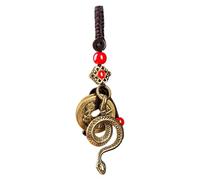 Brass Snake Keyring - Vintage Luckyy Animal Charm Pendant | Year of the Snake Keychain Symbol of Wealth and Protection, Retro Mascot Ornament for Handbags, Backpacks, Motorbikes and Daily Carry Access