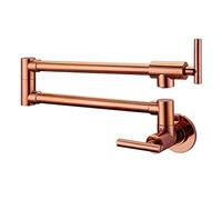 Brass Spin Piega Black Broyed Chrome Crome Rosa Oro montato a parete a doppio impugnatura Dual Kitchen Pot Rubinetti,Sicuro per l'acqua(Rose gold)