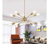 Brass Sputnik lampadario 8 Luce Mid -secolo Lampada Moderna soffitto Filo Oro Illuminazione Sospensione Industriale per Soggiorno Sala Pranzo a Base di Camera da Letto Realizzata in Chi