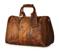 BRASS TACKS Leathercraft-Borsone Bagaglio BorsaGrande da Uomo da Donna in Vera Pelle in Stile Vintage con Tracolla per Viaggio Campeggio Palestra (Colore Chiaro Marrone)