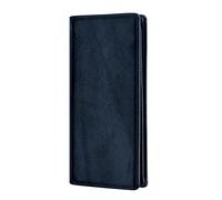 BRASS TACKS Leathercraft Portafoglio Uomo Slim Lungo Verticale Resistente in Vera Pelle in Stile Vintage con Grande Capacità Protezione Rfid Antigraffio Impermeabile(BluScuro)